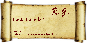 Reck Gergő névjegykártya